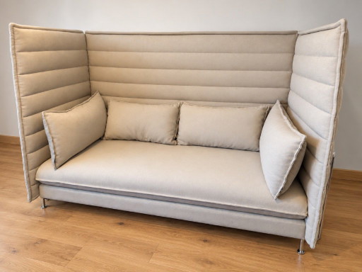 Vitra Alcove Highback Sofá de 2 plazas – Bouroullec – Crema / Cromo