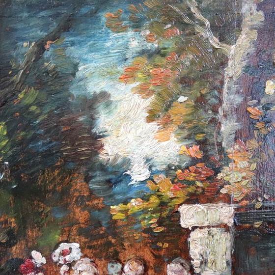 19th Century Oil Painting on Board, Gallant Scene, Signed – Paintings & Drawings, Wood (photo 6 of 13)