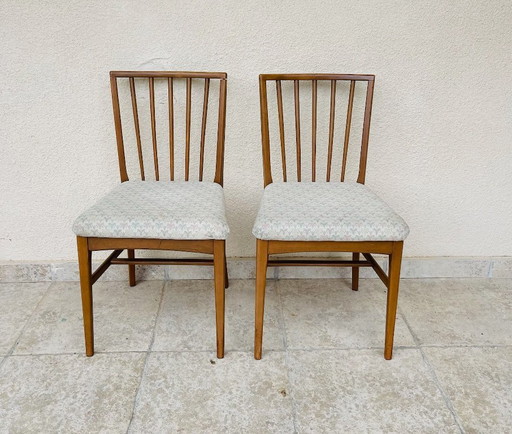 Paire de chaises vintage scandinaves en bois et tissu, 1960