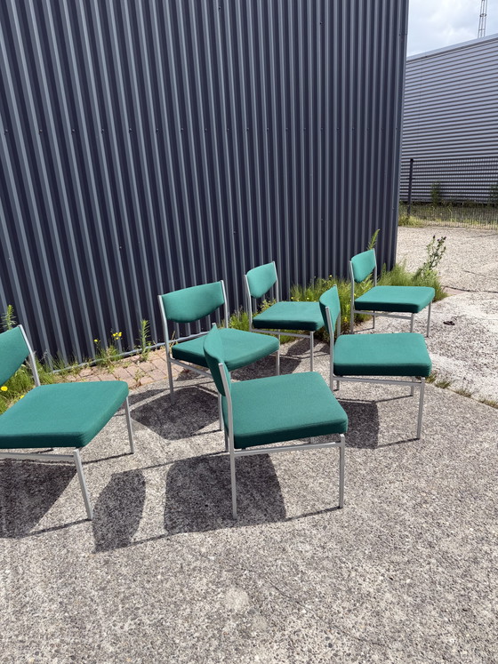 6 x Vintage Eetkamerstoelen Loungestoelen – Metal, Textile (photo 8 of 10)