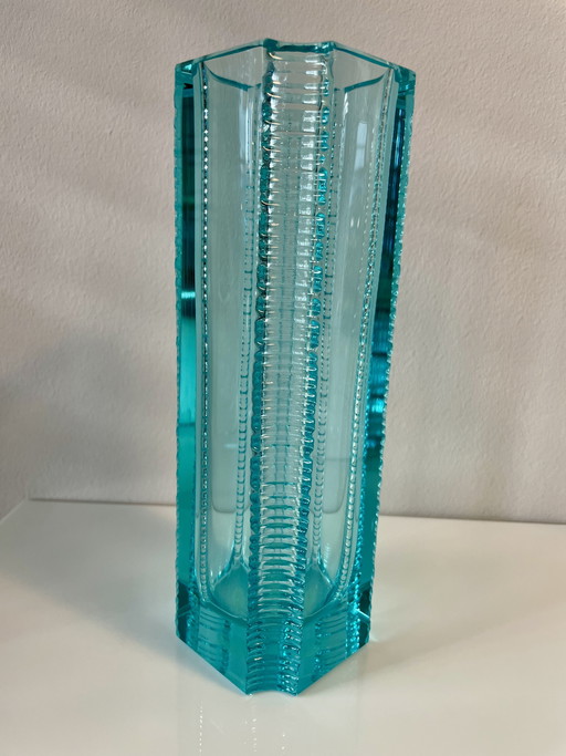 Seltene Beryl Kunstglas Vase von Milos Philip für Skrdlovice