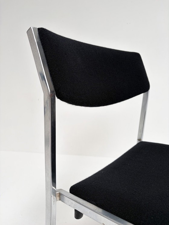Lot de 4 chaises empilables Gijs van der Sluis, années 1970 – Chaises de salle à manger, Textile (photo 7 of 12)