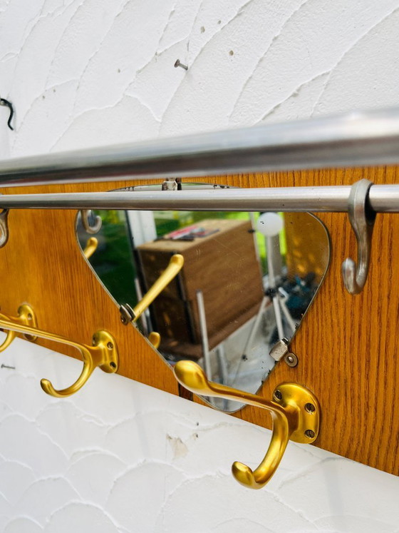Image 1 of Vintage teak wall-mounted coat rack and mirror