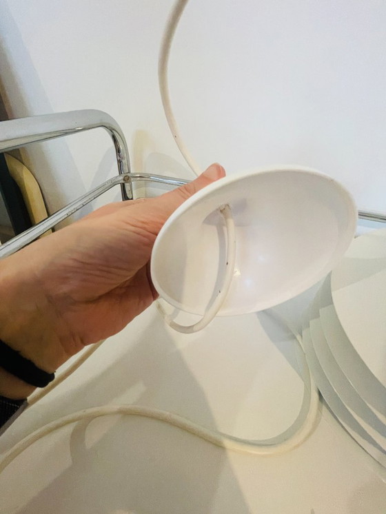 Image 1 of Vintage Danish design lamp - White layered metal - Quality piece