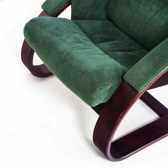 Fauteuil vintage en Alcantara. Åke Fribyter pour Nelo Möbel. Suède. Années 1990. – Wood (photo 11 of 11)