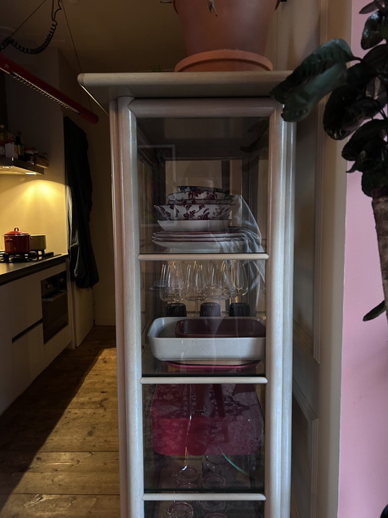 Image 1 of Vitrine Roberti Rattan Italy – design italien vintage style bambou années 1980