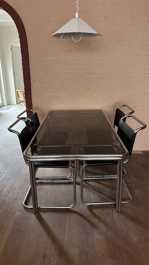 Tacke chrome dining table with 4 Mart Stam replica chairs