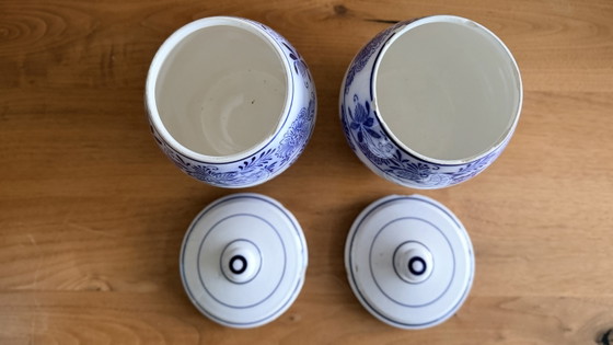 Set Vintage Barattoli Contenitori Blu-Bianco – Accessori da cucina, Ceramic (photo 4 of 5)