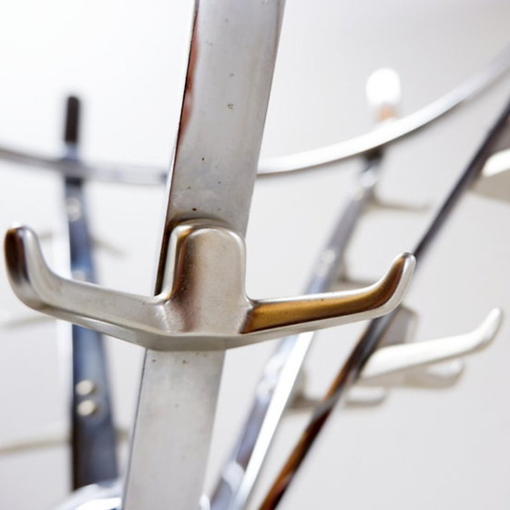 Image 1 of Vintage chrome-plated coat rack with umbrella stand