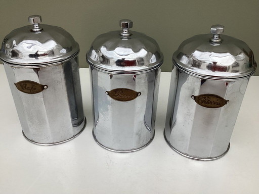 Vintage voorraadbussen Art Deco Café,Sucre,Chicoreé