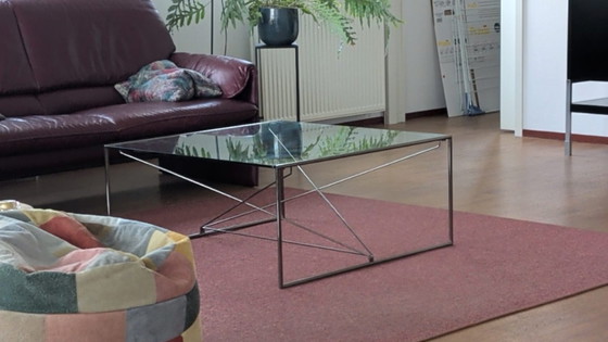 Tavolino da caffè in vetro con struttura in metallo, Tavolini da caffè, Trasparente, Mid Century Modern (foto 5 di 5)