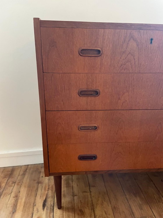 Image 1 of Vintage Scandinavische teakhouten ladekast met 4 laden