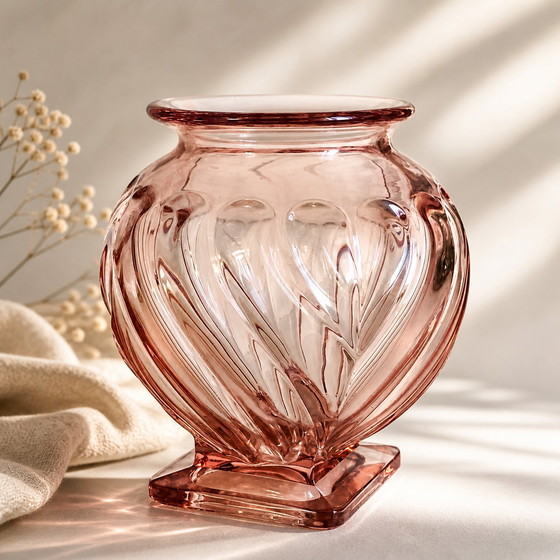 Image 1 of Vaso in vetro Rosaline in stile Art Déco di Rudolf Schrötter per Inwald