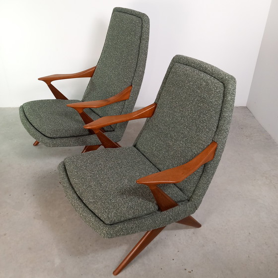 Image 1 of Ensemble de fauteuils design Mid-Century | vintage restaurés