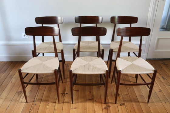 Image 1 of Rare série de 6 chaises vintage corde italienne Eredi Marelli, 1950