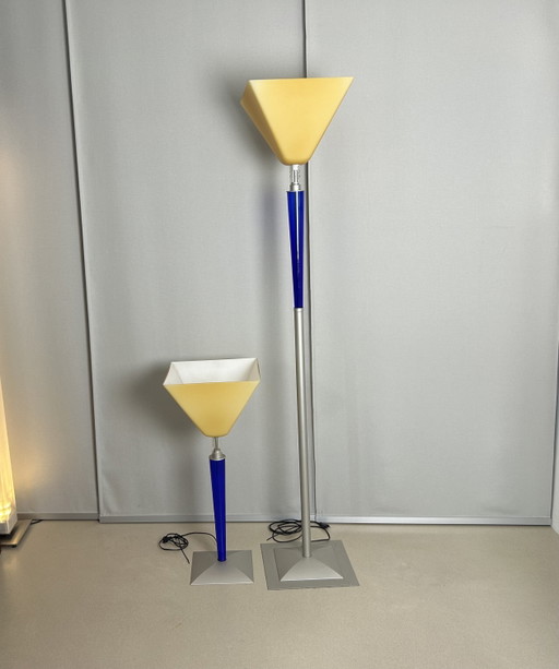Duo floor lamp and table lamp Fontana Arte model Alma – vloerlampen, Glass, Metal