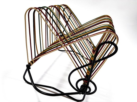 Image 1 of Rangements Vinyles Vintage • Support 45T • Métal Laqué • Scoubidou • 1950-1960