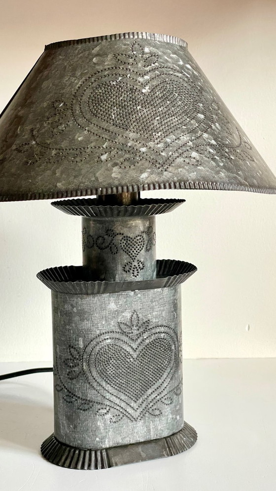 Image 1 of Vintage Zinc Heart Lamp