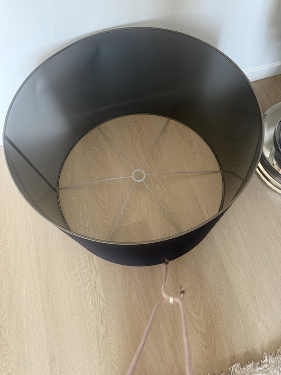 Image 1 of Eicholz Silom floor lamp silver with organza lampshade and taupe edge