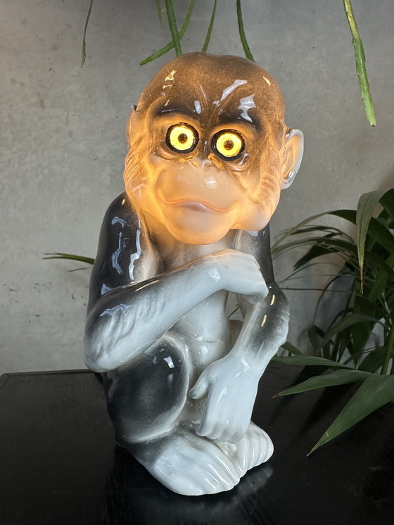 Image 1 of Art Deco monkey (lamp) in Capodimonte porcelain