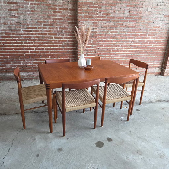 H.W. Klein, Bramin extendable dining table + 6 chairs teak 60's, Dining set, Wood, Brown (photo 22 of 22)