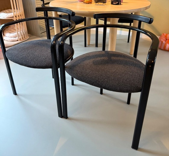 Image 1 of Set of 4 ‘Segis’ dining chairs by Carlo Bimbi for Martina - Italy, 1980s / black with grey upholstery