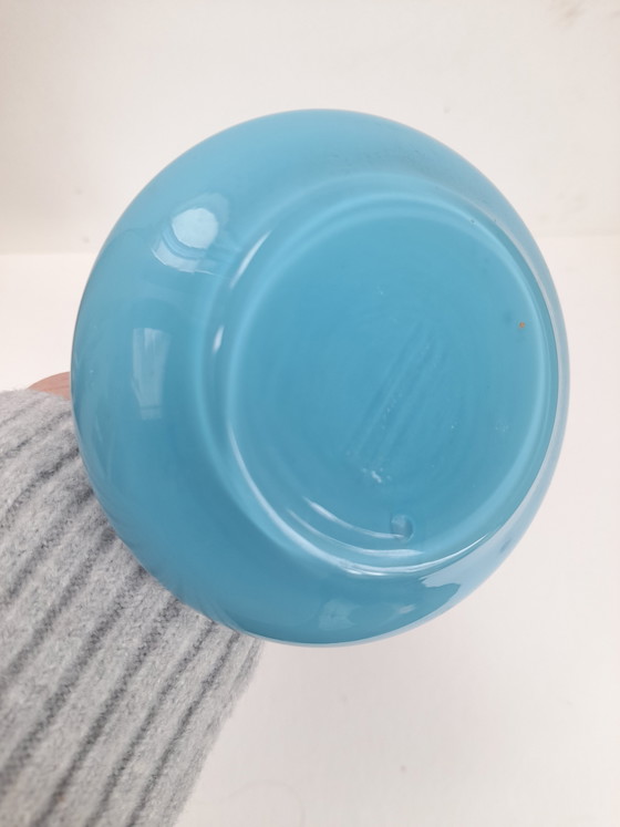 Image 1 of Blue opaline vase with space age rings