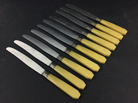 Set of 10 bakelite stainless steel knives – Cutlery Sets (photo 4 of 5)