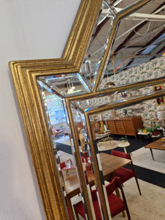 Image 1 of  Vintage Deknudt spiegel messing facet geslepen