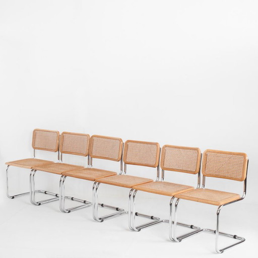 Set di 6 sedie Cesca. Realizzate su disegno di Marcel Breuer. Anni '80. – eetkamerstoelen, Wood, Wicker