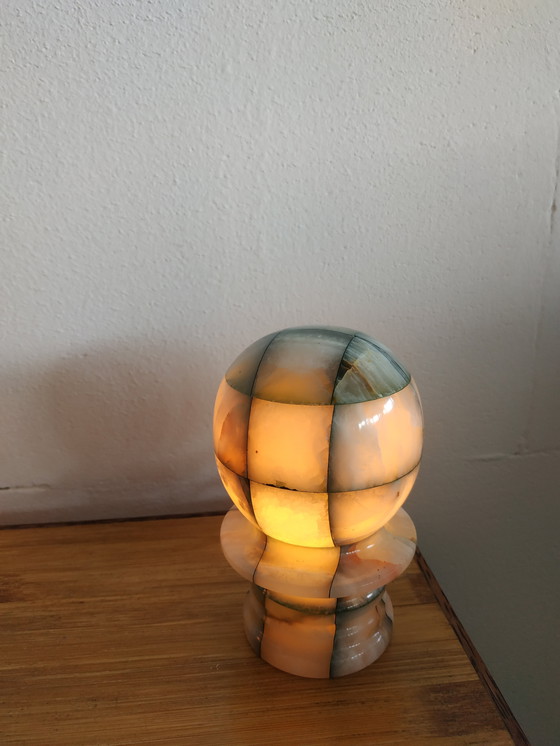 Image 1 of Ensemble de lampes de table/veilleuses en marbre (onyx) (+/- 50-60s).