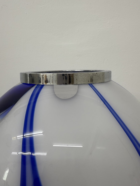 Image 1 of Mid-Century Large Glass Table Lamp with Blue Swirl, 1970s Italy