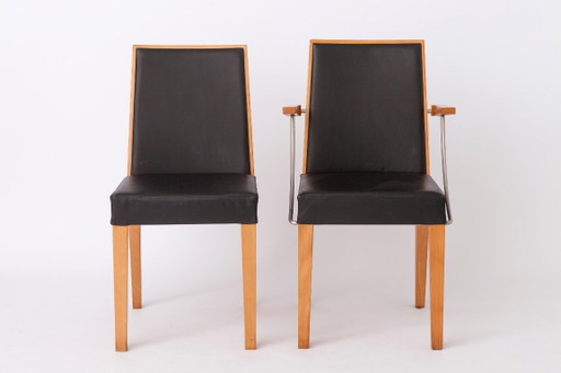 Set de 2 Sillas de Roble Inno Interior, Sillón y Silla Auxiliar, Diseño Vintage Escandinavo Finlandés, circa 1990s.