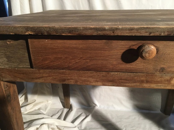 Eiken/populier bijzettafel met lade – Vintage (photo 5 of 14)