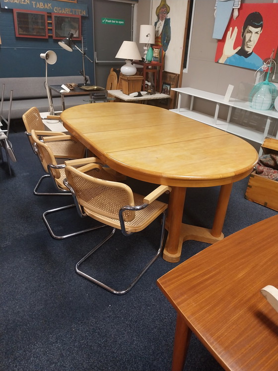 Image 1 of 1 table de salle à manger extensible style années 70 en chêne clair, 122/213 cm