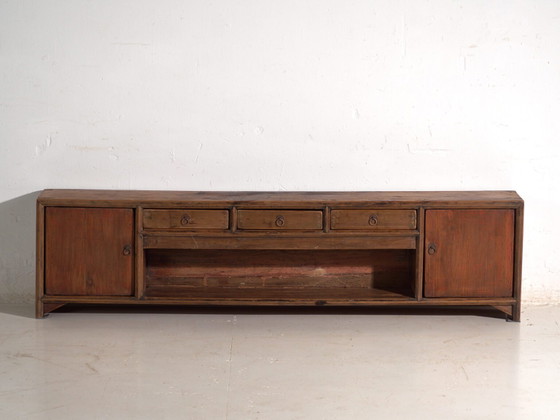 Antique low cabinet in pine wood – China, circa 1900 – Storage cabinet, Iron (photo 33 of 40)
