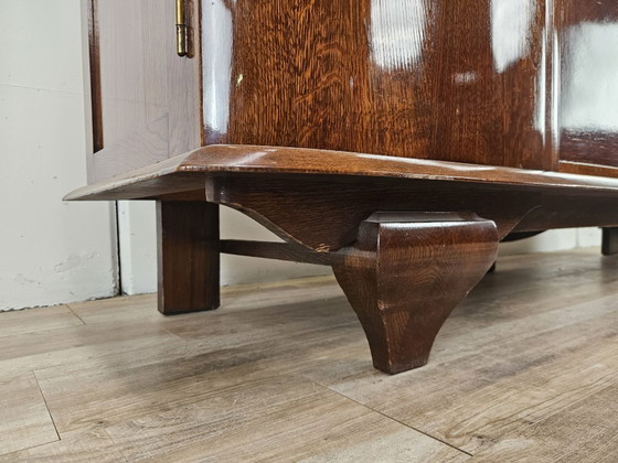 Image 1 of Art Decò oak sideboard for dining room with marble top