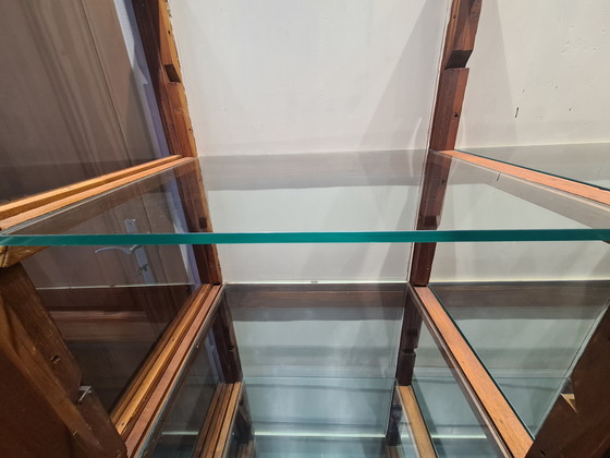 Image 1 of Vetrina angolare in TEAK/TECK con faretti LED (p = 50cm e h = 210cm)