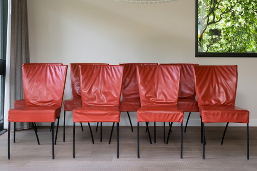Complete set van 8 Montis Spica stoelen van Gijs Papavoine in leder