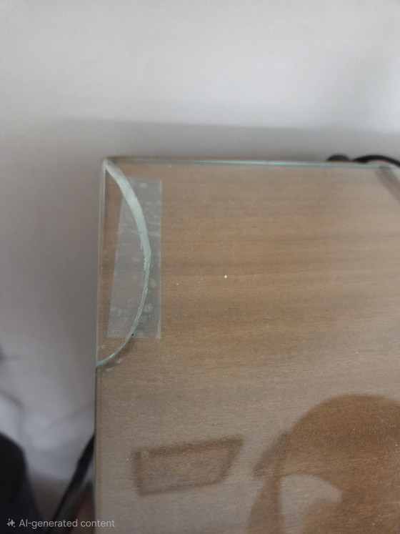 Image 1 of Vintage Italian Modern Credenza with Floating Glass Shelves & Pull-Out Trays