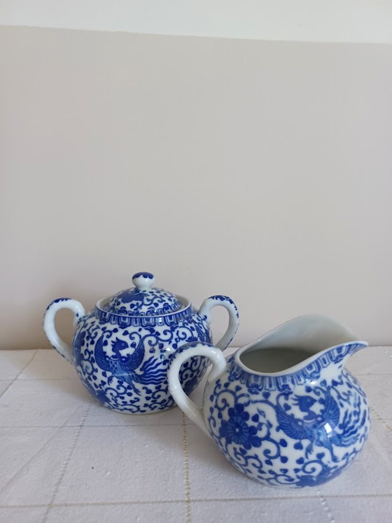 Vintage Japanese Sugar & Creamer Set • Phoenix Ware • Marked: Mizuno sei (ca. 1930-1960) • Perfect Condition! (photo 6 of 6)