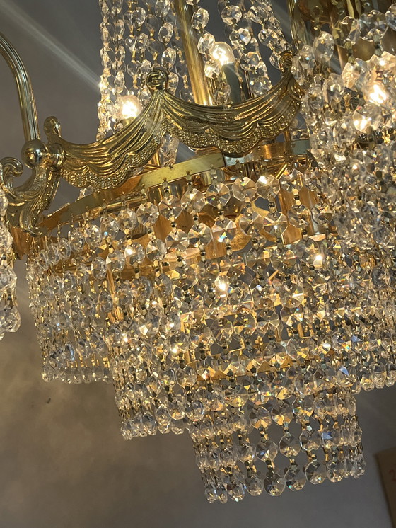 Image 1 of Grande lampadario in cristallo SWAROVSKI foglia oro