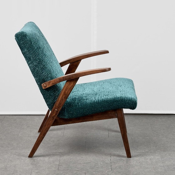 Poltrona iconica di Mieczysław Puchała, anni '60, Polonia, Poltrone, Legno, Tessile, Verde, Scandinavian (foto 8 di 13)