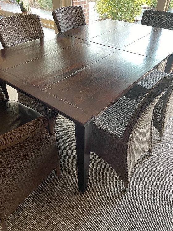 Image 1 of Table de salle à manger en merisier + 6 chaises de style campagnard Vincent Sheppard