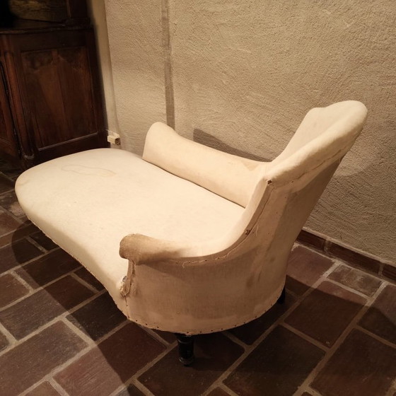 Antique Napoleon III period chaise longue, needing reupholstering / Wooden frame & turned legs – Textile (photo 6 of 10)