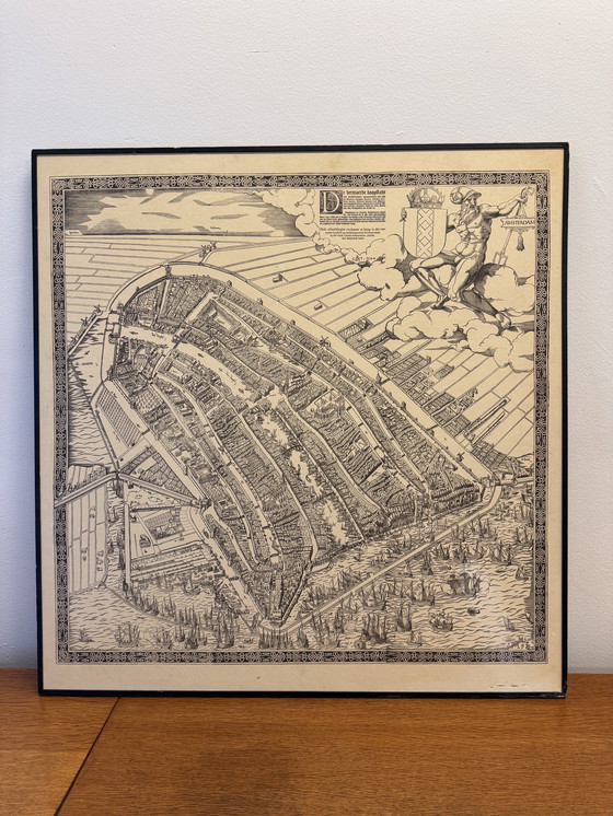 Image 1 of El primer mapa impreso de Ámsterdam por Cornelis Anthonisz., 1544. Reproducción (década de 1970-1980)