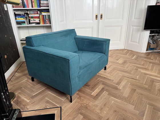 Image 1 of canapé deux places bleu vif turquoise de marque inconnue