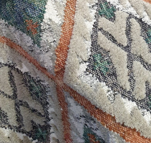 Nuovo tappeto in juta e lana tessuto e annodato a mano