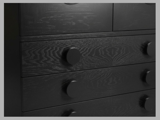 Image 1 of Belgischer Barschrank im Stil des Brutalismus – schwarze Eiche mit beleuchteter Bar, 1970er Jahre