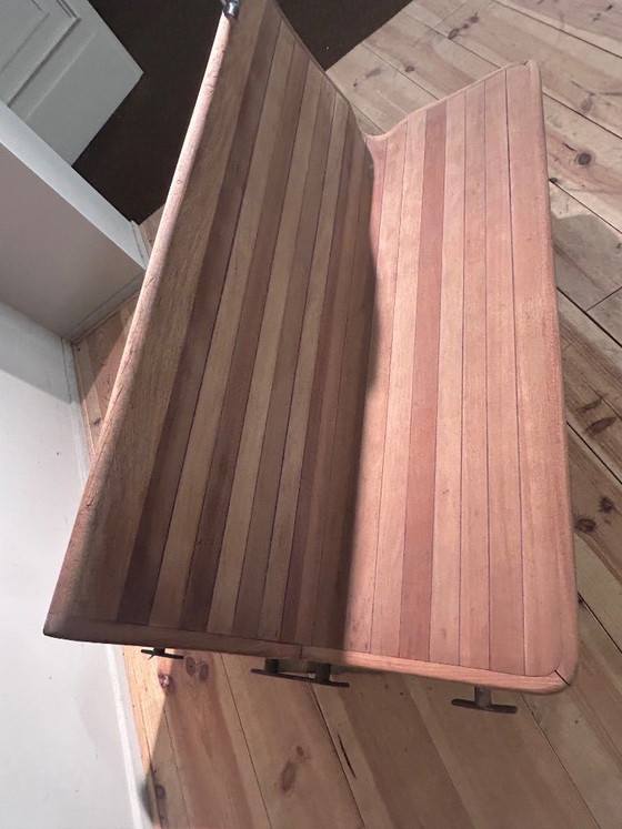 Image 1 of Vintage mid-century train bench